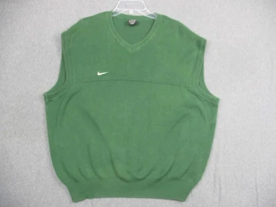 Nike Suéter Chaleco Para Hombres XL Verde Cuello en V Equipo Bordado Swoosh Logo Pullover Foto 1 de 4