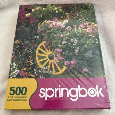 Springbok Puzzle 500 PC Blooming Cart Flowers Garden 20x20 NEW Sealed - Image 1 of 3
