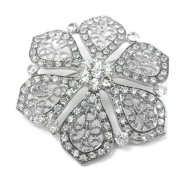 Broches de flores de estrás de cristal tono plateado prendedores de moda Gif Foto 1 de 4