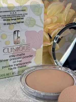 03 Stay Beige, Clinique Stay-Matte Sheer Pressed Powder Oil Free FS NIB FreeShip - Image 1 of 2