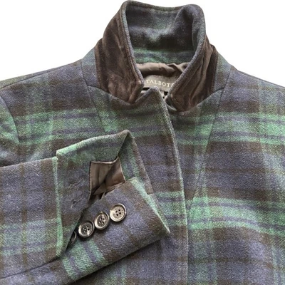 Blazer reloj Talbots negro para mujer 4 verde azul cuello de terciopelo a cuadros Foto 1 de 4