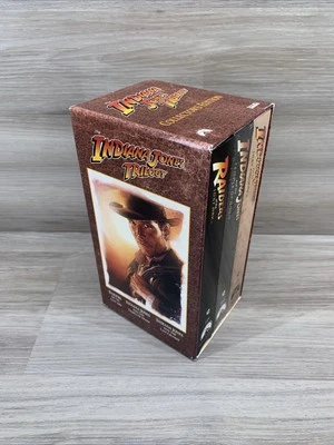 The Indiana Jones Trilogy [Raiders, Temple, Crusade] (VHS, 1989) 3 Movie Box Set - Image 1 of 4
