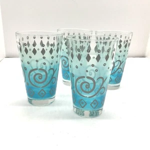 Set di quattro bicchieri vintage retrò Cerve Made in Italy argento turchese 12 oz - Foto 1 di 7