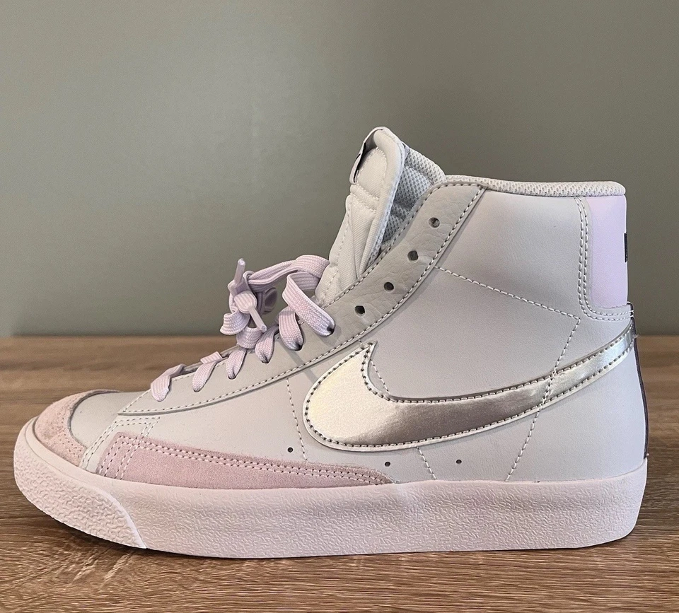 Nike Blazer Mid ‘77 – White/Lilac/Silver – Grade School 7Y (Women’s 8.5) - Image 1 of 4