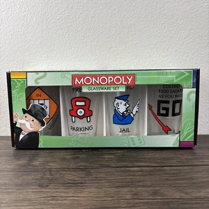 Monopoly Brettspiel Glaswaren Set 16 Unzen Gläser x 4 Pint Bierglas Neu Neu im Karton 2013 - Bild 1 von 23
