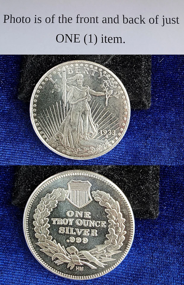 Saint Gaudens Double Eagle 1933 1 Troy OZ ronda de plata fina .999  Foto 1 de 1