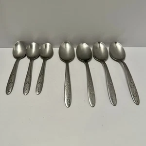 7 Flatware Sears Roebuck Wood Dale Stainless Sunflower 4 Tablespoons 3 Teaspoons - Picture 1 of 9