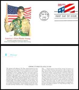 1990 First Plastic Stamp Sc 2475 FDC Fleetwood Eagle hologram innovation polymer - Picture 1 of 1