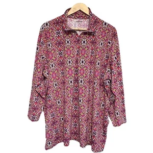 Lands End Women's Plus Size Top 3X Swim Rash Guard 1/4 Zip 50 SPF Swim Cover Up - Picture 1 of 13