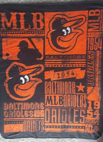 Baltimore Orioles Black and Orange 100% Polyester Throw Blanket 59x46 Cover