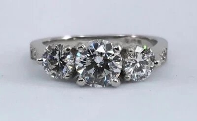 Platinum 3-Stone Rounds Engagement Ring Sz 7 1.79ctw - Image 1 of 4