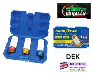 Genuine GOODYEAR 3 Piece HI-TORQ Wheel Bolt Impact Sockets 1/2" - 17mm 19mm 21mm - Picture 1 of 3