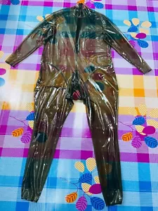 Hombre Látex Catsuit Transparente Negro Látex Body Cremallera Oculto Dos Vainas 0.4mm - Imagen 1 de 5