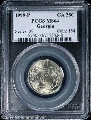 1999-P 25C Georgia State Quarter PCGS MS 64 | Uncirculated UNC BU - Image 1 of 4