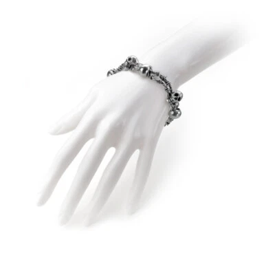 Pulsera Calaveras Peltre Alambre Púrpura Alquimia Gótica 1977 Talla Pequeña A103 Foto 1 de 2