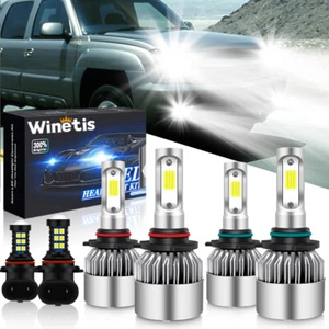 For 2002-2005 Chevrolet Avalanche 1500 2500 LED Headlight+Fog Light Bulbs 6000K - Picture 1 of 8