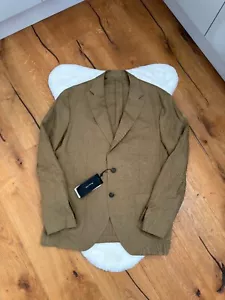 Massimo Dutti Linen Blazer Mens Lined Casual Tan Beige UK 42 EU 52 BNWT - Picture 1 of 17