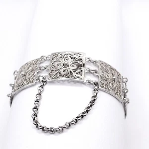 Filigrane alte Silberkette aus 800er Silber mit Sicherungskette ca. 19cm x 1,7cm - Bild 1 von 6