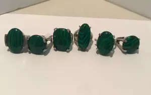 Anello uomo/donna tono argento con pietra malachite, diversi stili e misure 7 e 8 - Foto 1 di 7