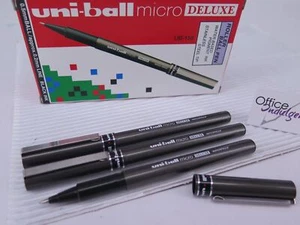 3 x BLACK Uni-ball UB155 Deluxe Eye Micro Pen 0.5mm Capped UB155BK - Picture 1 of 8