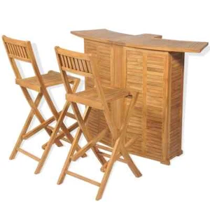 Teak Gartenbar Set 3-tlg. Klappbar Garten Tresen Barhocker Gartentheke vidaXL - Bild 1 von 12