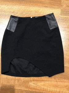 SHAKUHACHI Black Cut Out Leather Panel Skirt Small - Picture 1 of 4