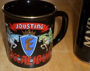 [KNIGHTS "JOUSTING" LOGO] EXCALIBUR CASINO, CERAMIC COFFEE CUP / MUG, Vintage - Picture 1 of 9