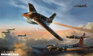 Nicolas Trudgian Aviation ART PRINT Rocket Attack Komet signed by Franz Woidich - Picture 1 of 1