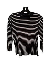 Ralph Lauren Sport Women Navy & White Striped 3/4 Sleeve Top Sz M Navy Pony - Picture 1 of 7