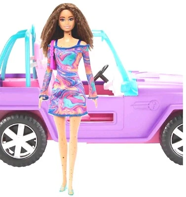 芭比越野车紫色 Fashionista 长压接头发,滚轮套装 2 — 第 1/4 张图片