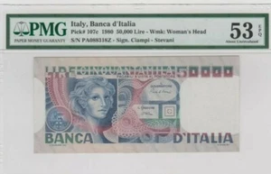 1980 ITALY 50000 lire PMG53 EPQ Almost UNC @ P-107c - Picture 1 of 2