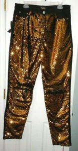 QUUM Shop Black Stretch Denim Jeans w/Gold Sequins Distressed Knees Plus 3XL NWT - Picture 1 of 9