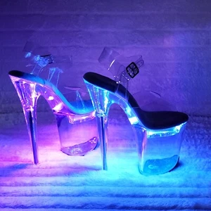 Flash Dance Iluminado por LED Multifunción Flashdance Plataforma Transparente Tacones 8" Nueva York - Imagen 1 de 11