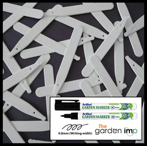 100 4" Inch White Plastic Plant Labels &/or Garden Marker Pens x2 Tags Sticks ID - Picture 1 of 7