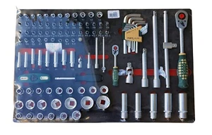 Force 41083 108pc 1/4" & 1/2" dr. Combo Socket & Accessory Set EVA Foam Tray - Picture 1 of 12