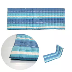 Almohadilla para silla larga a rayas de algodón azul Brighton 40 x 110+ 5 cm de IDC Homewares - Imagen 1 de 2