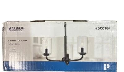 Progress Lighting #5055184 Cabarro 3-Light Matte Black Transitional Chandelier - Image 1 of 2