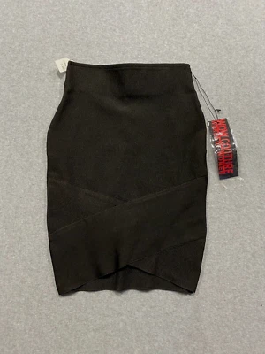 Falda ajustada Wow Couture para mujer pequeña negra lápiz vendaje elástico Foto 1 de 4