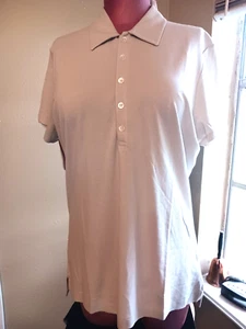 New CREAM Joan Vass Studio Cotton Pique Polo Shirt -Short Sleeve, All Cotton $48 - Picture 1 of 7