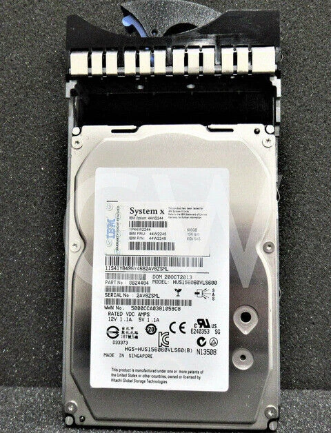 0-HOURS IBM 44W2244 44W2245 44W2248 600GB 15K RPM 6Gb/s 3.5" SAS HDD Hard Drive - Image 1 of 4