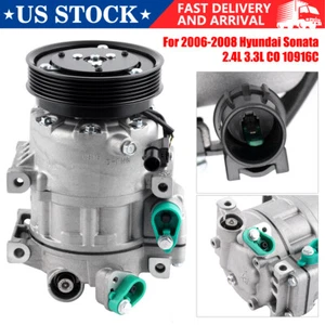 AC A/C Compressor w/ Clutch CO 10916C For Hyundai Santa Fe 2.7L 3.3L 2007-2009- - Picture 1 of 10