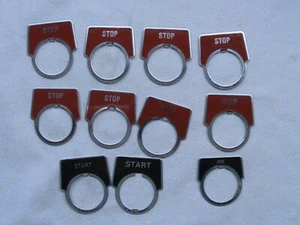 8 NEW SQUARE D KN302R STOP LEGEND PLATES FOR 30MM DEVICES 2-KN301 START 1-KN218 - Picture 1 of 4