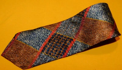 HUGO BOSS MADE IN ITALY BROWN/GREY/RED PLAIDS TIE - TIES - DESIGNER TIES. - Image 1 of 3