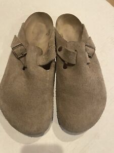 Birkenstock Boston Clogs Taupe Suede 45 - 12M Lightly Used