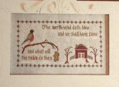 CHART PATTERN Winter Robin Cross Stitch Sampler NEW Little House Needleworks - Image 1 of 4