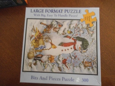 Bits And Pieces 300  Large Piece Puzzle " Woodland Snowman " - Image 1 of 2