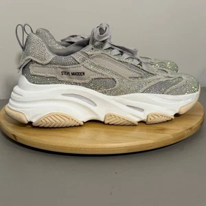 Steve Madden Women's Size 11 M Permit Lace-Up Platform Sneakers in Rhinestone - Picture 1 of 8