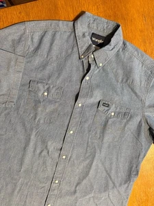 Wrangler Cowboy Cut Stonewash Denim Western Snap Shirt Mens XLT Rodeo EUC - Picture 1 of 7