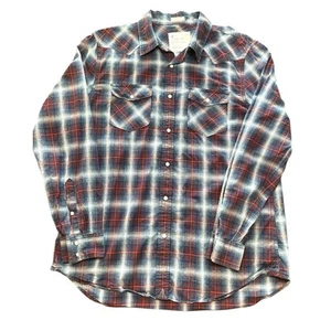 Camicia American Eagle Pearl Snap uomo XL quadri tasche con patta western manica lunga - Foto 1 di 11