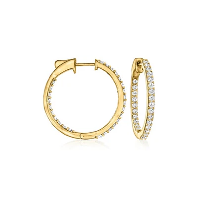 Ross-Simons Diamond Inside-Outside Hoop Earrings in 18k Gold Plate 7/8 inches - Image 1 of 4